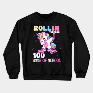 100 Days of School Girls Teacher 100th Day Unicorn Crewneck Sweatshirt